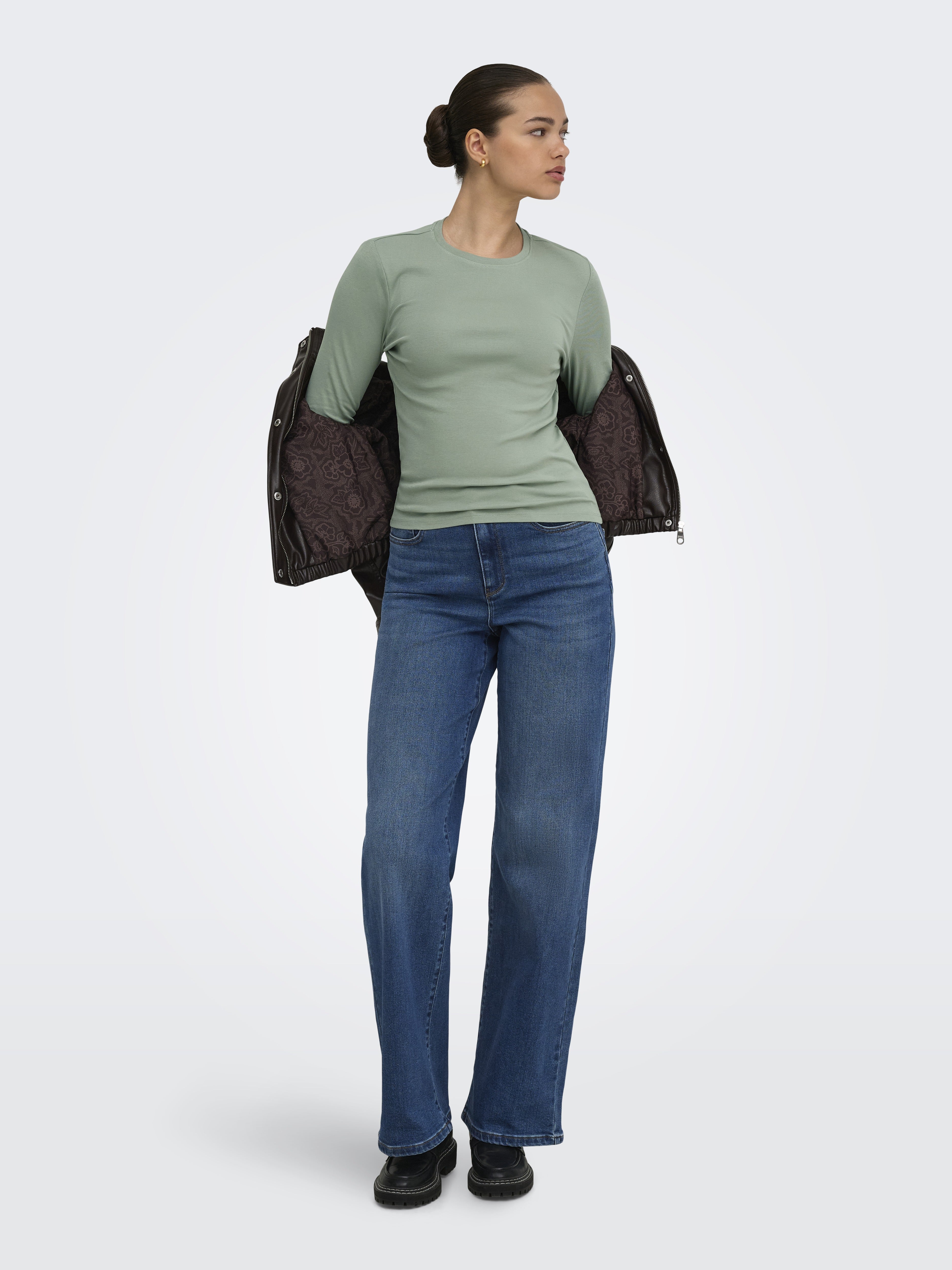only Damen T-Shirts Green Milieu