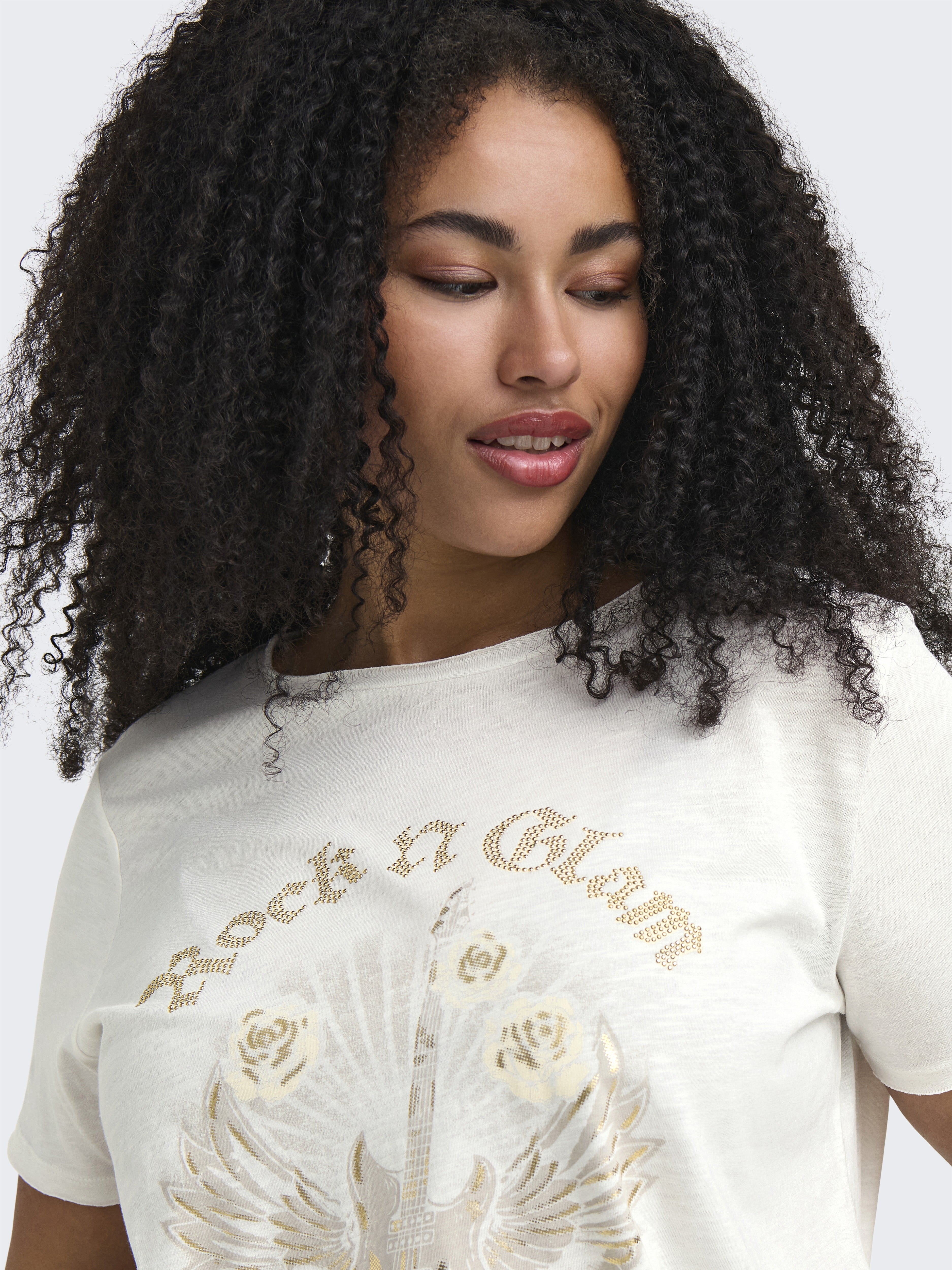 Only Caramkoma Damen T-Shirts Cloud Dancer/Ro