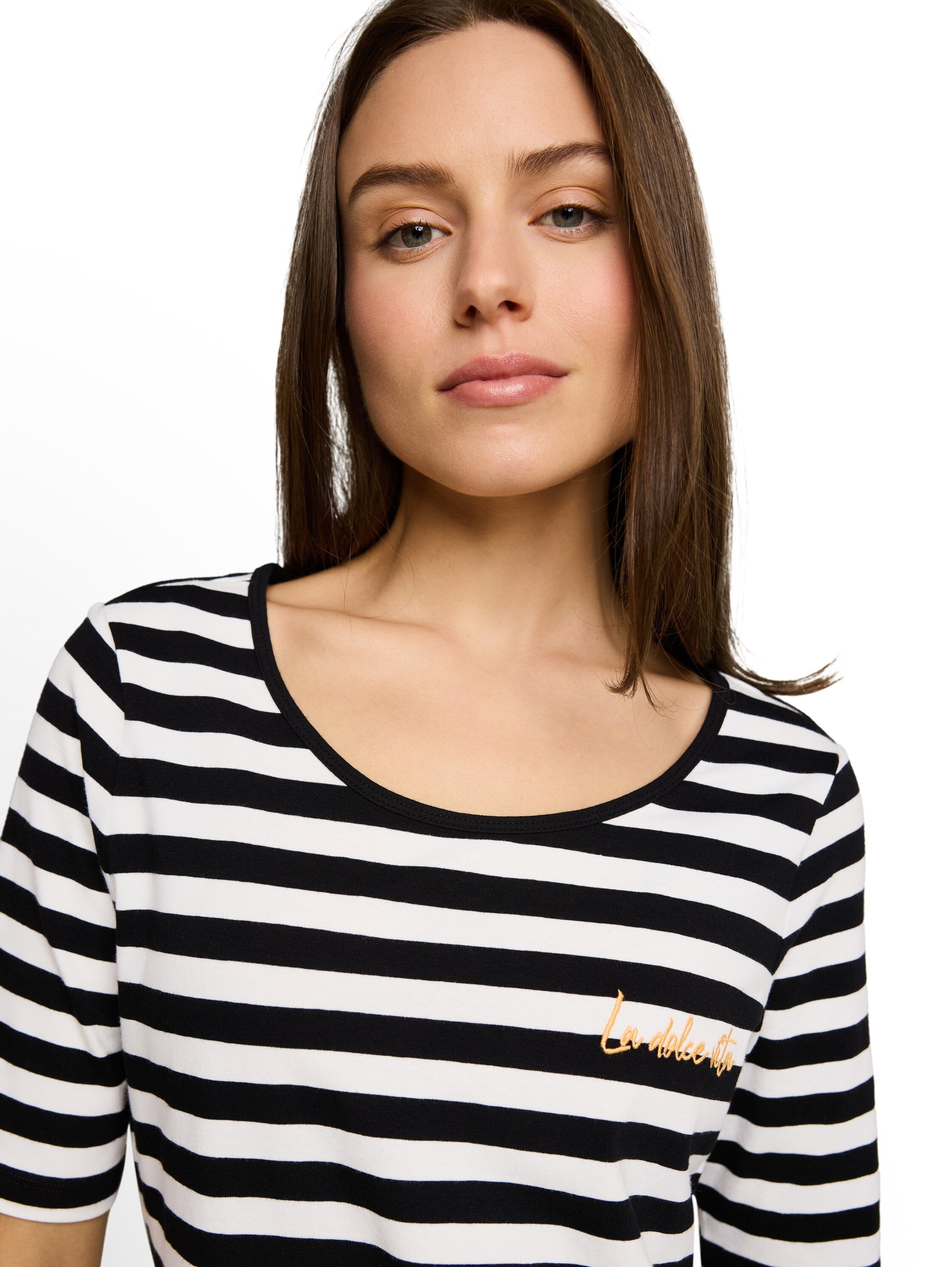 Tom Tailor Damen T-Shirts Black White Str