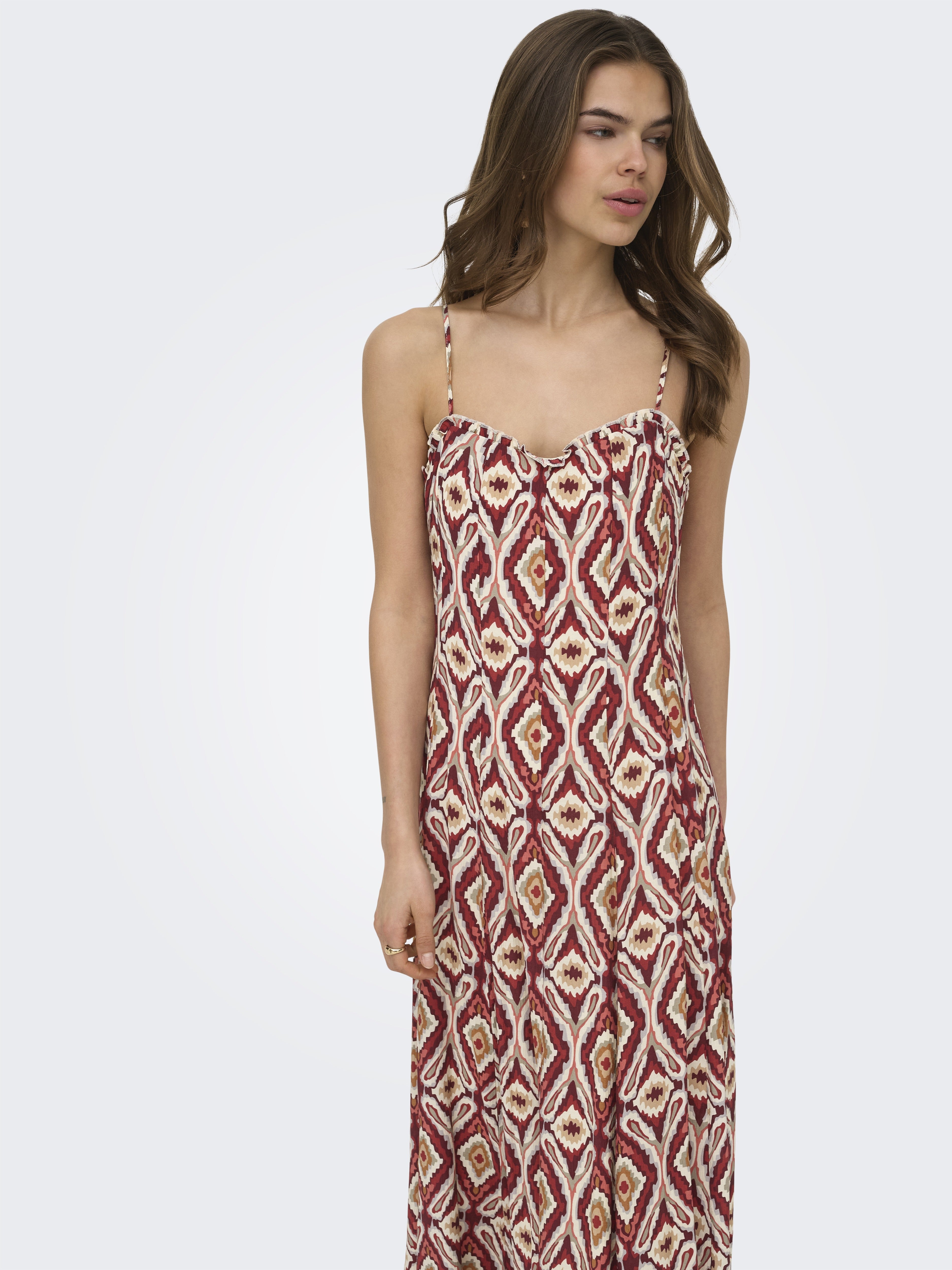 only Damen Kleider Brick Red/Abstr