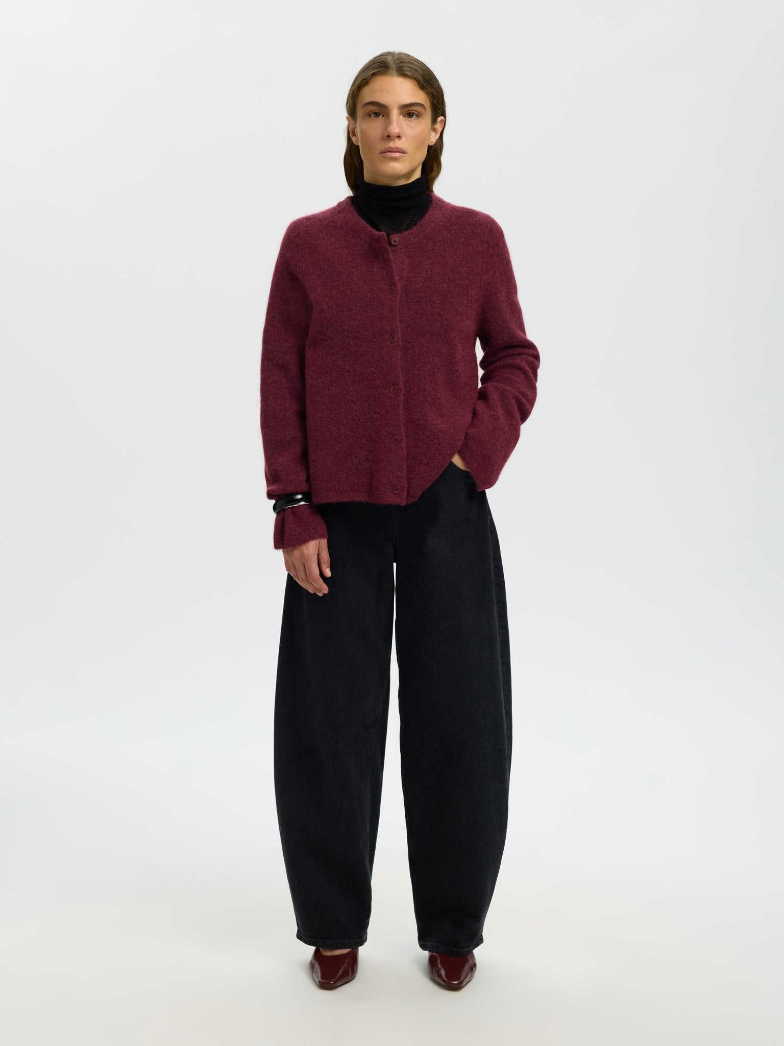 Selected Femme Damen Strickjacken Tawny Port/Mela