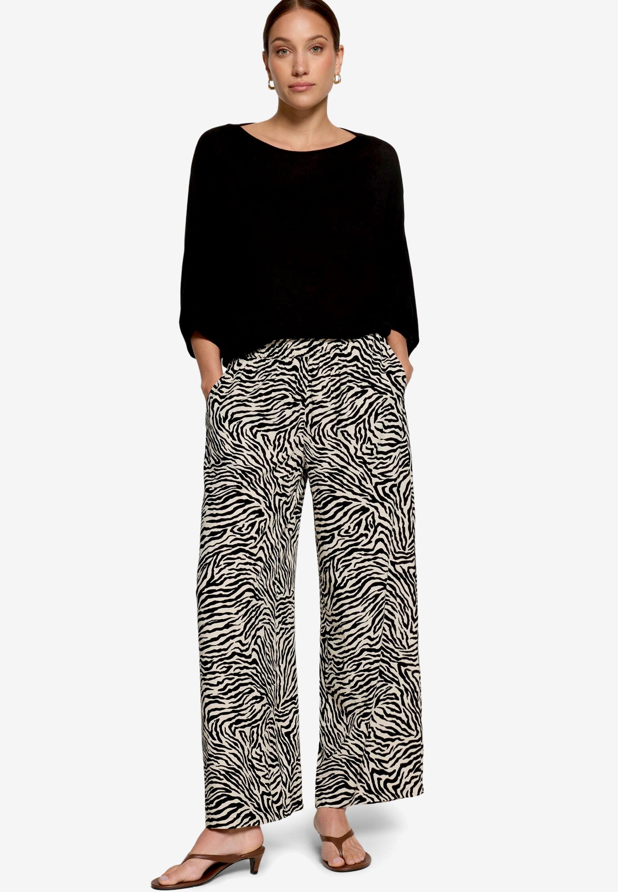Zero Damen Hosen Cream/Black