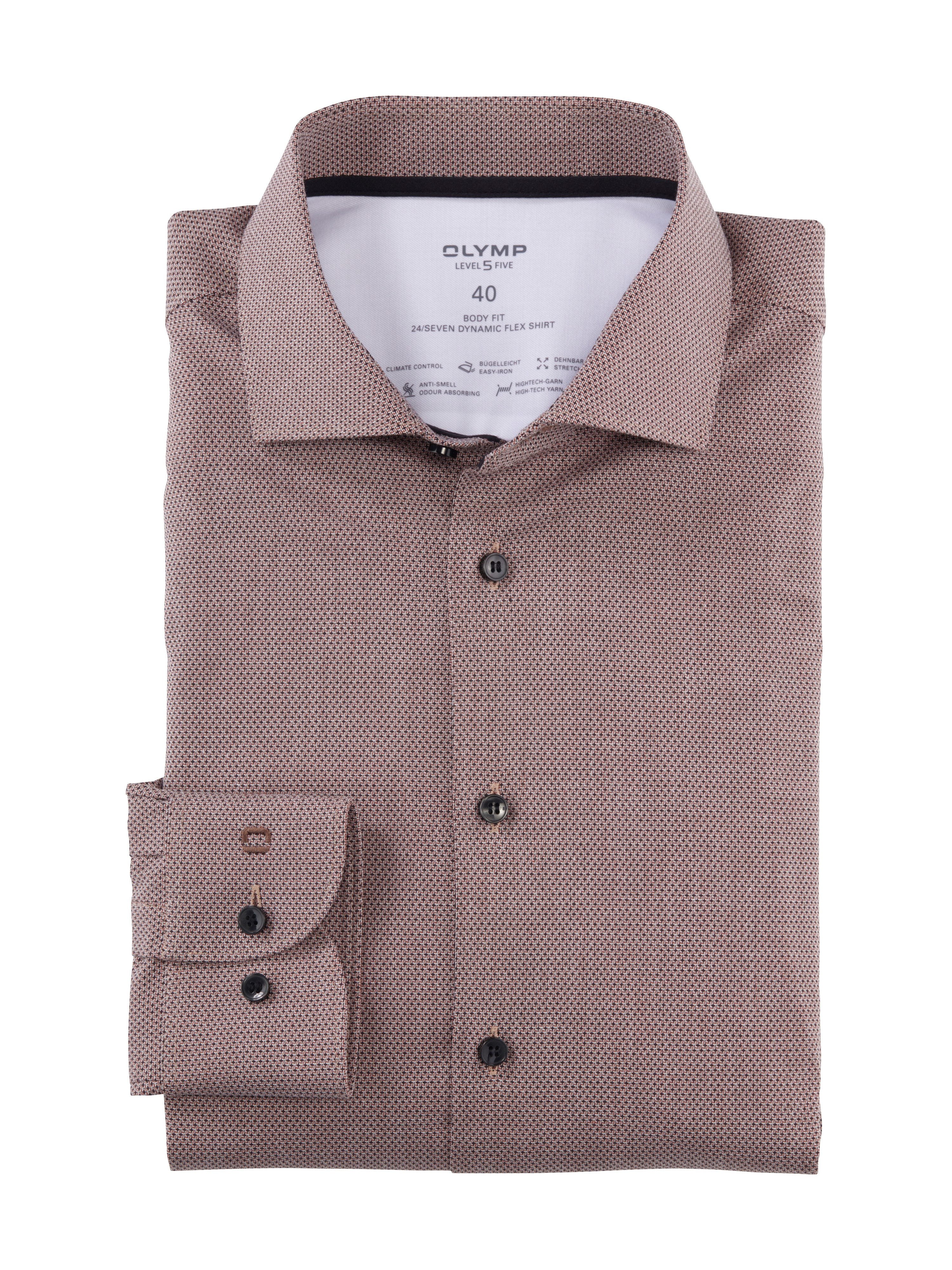 Olymp Herren Hemden lang  Rotbraun