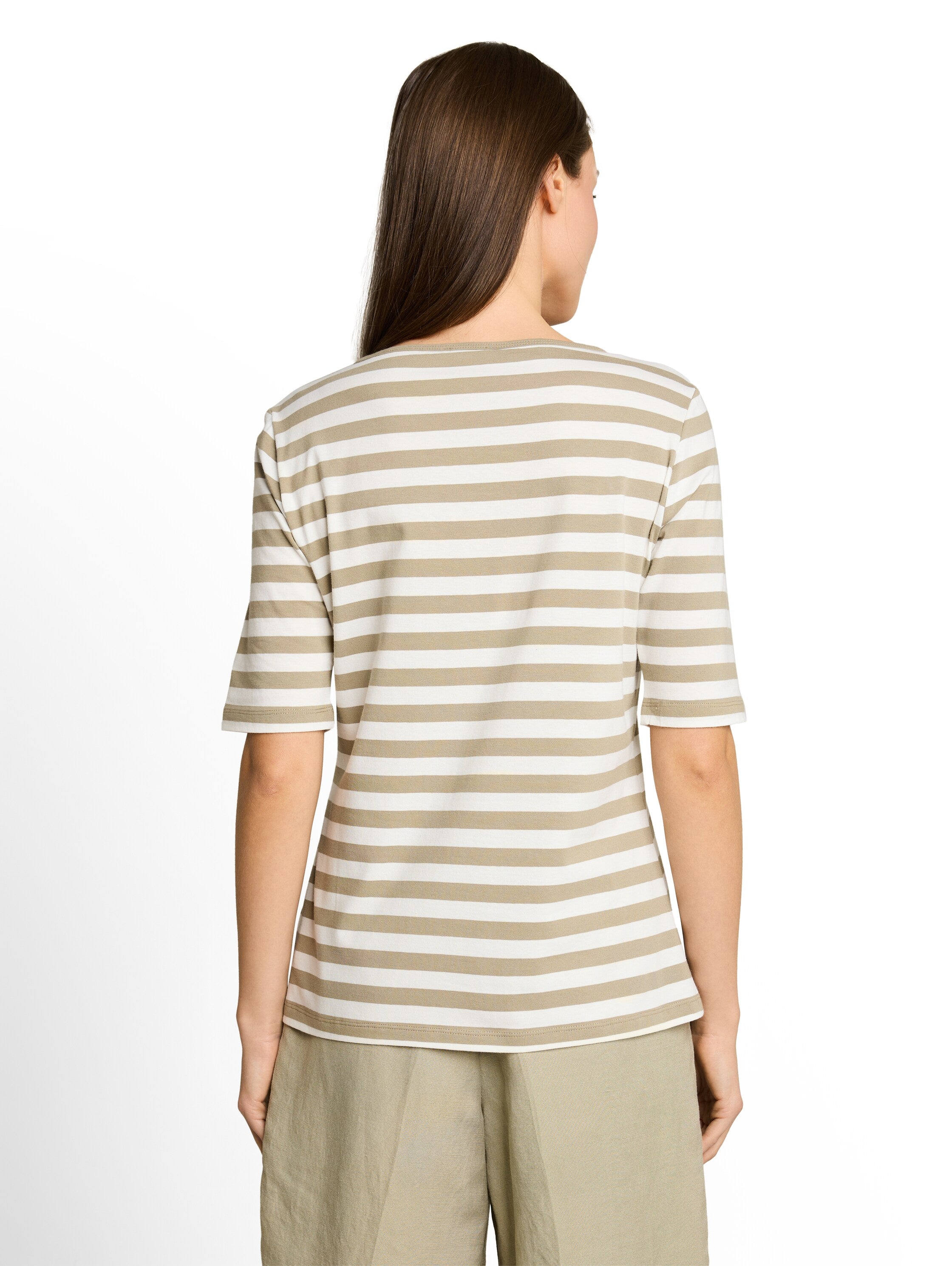 Tom Tailor Damen T-Shirts Olive White Str