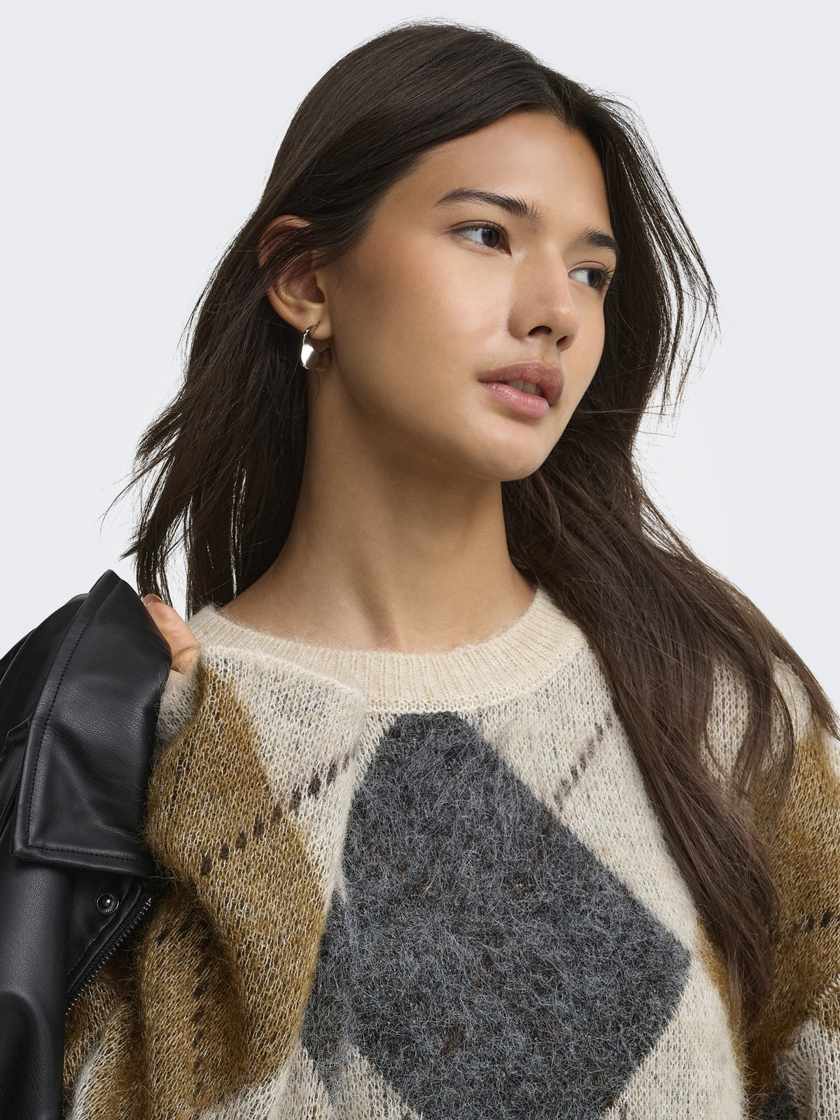 Only Damen Pullover Oatmeal/Argyle/