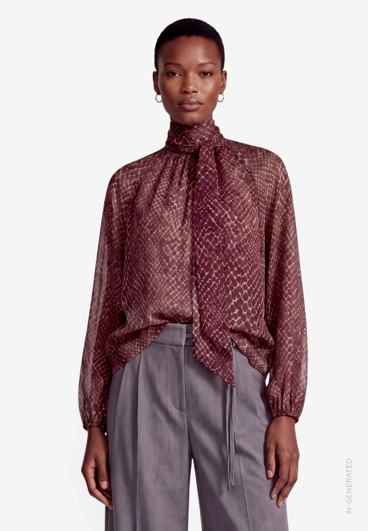 Zero Damen Blusen Grey/Brown