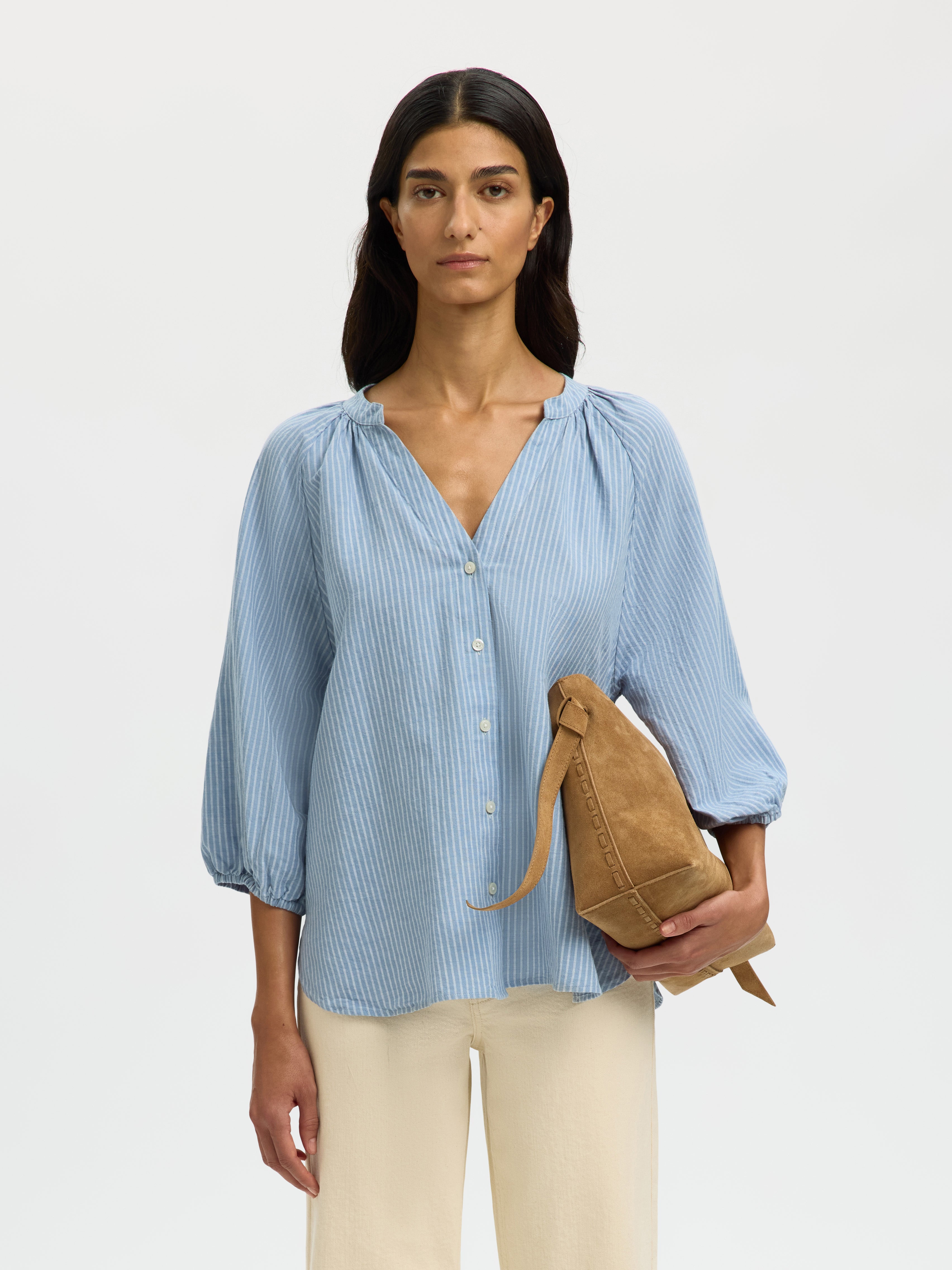 Selected Femme Damen Blusen Dusty Blue/Brig