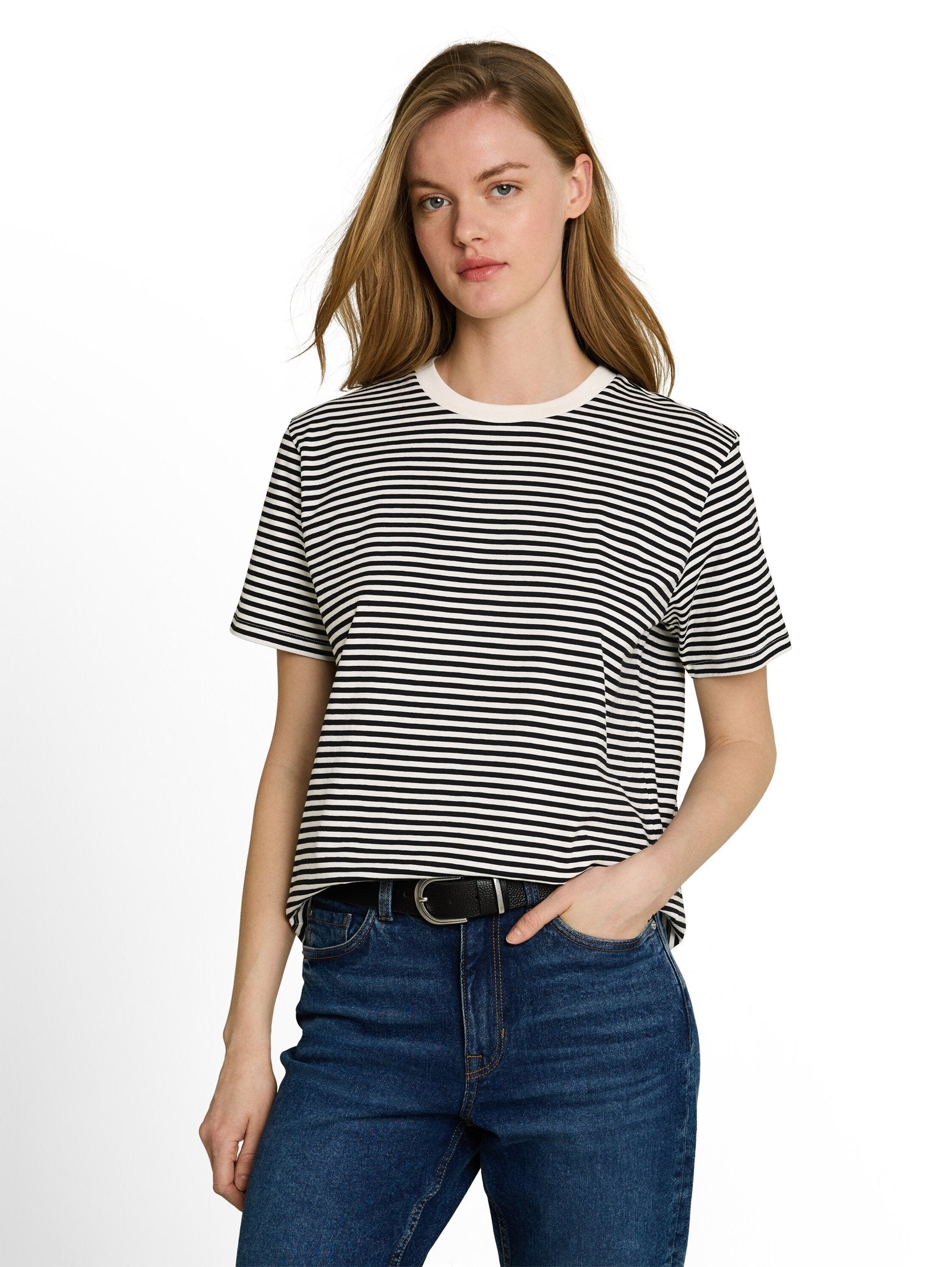 Tom Tailor denim Damen T-Shirts Black White Str