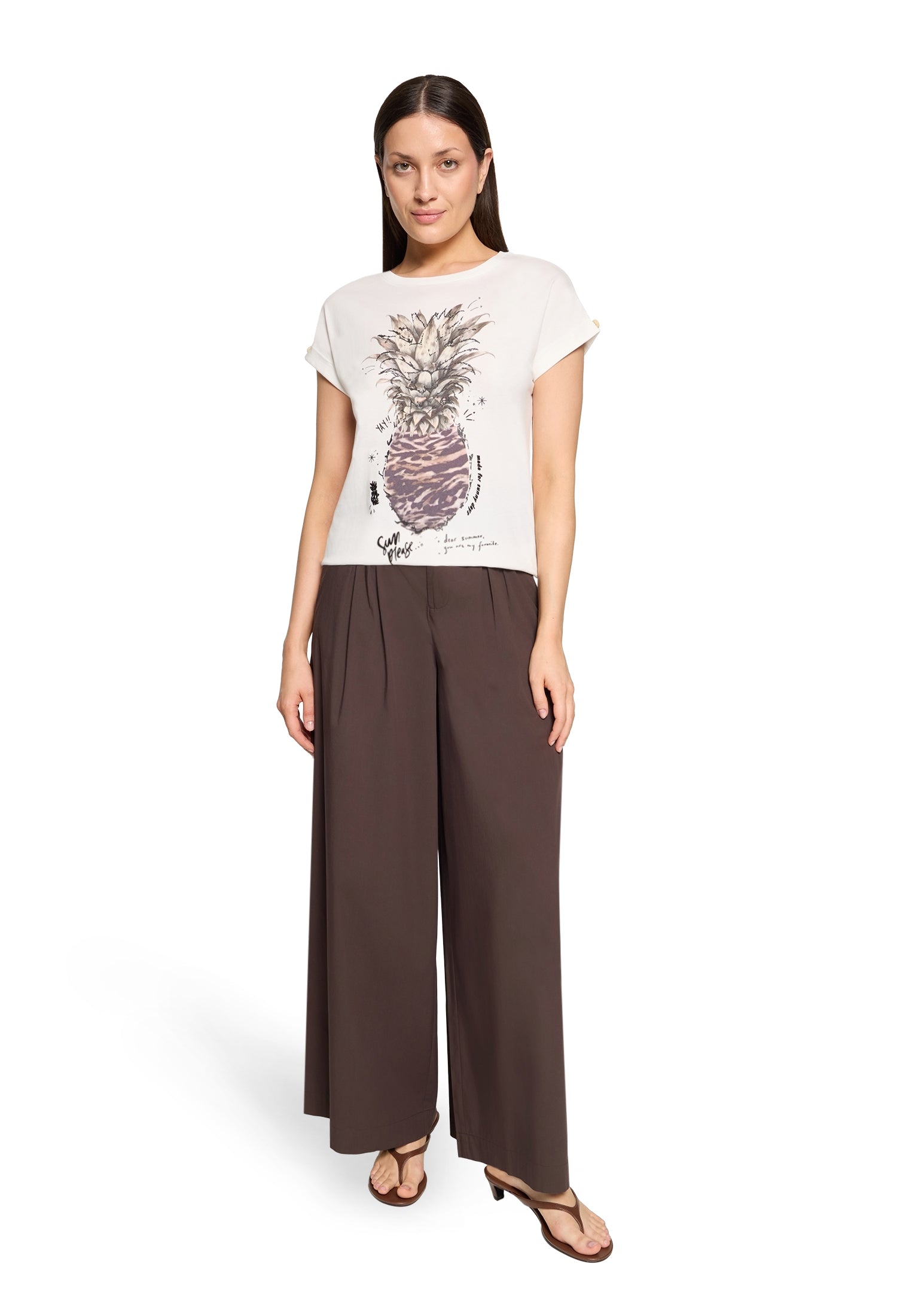 Cartoon Damen T-Shirts Patch Cream/Bei