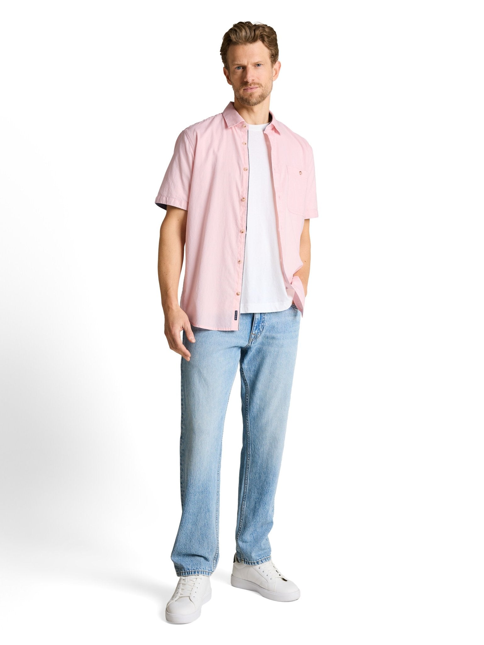 Tom Tailor Herren Hemden kurz Pink Horizontal