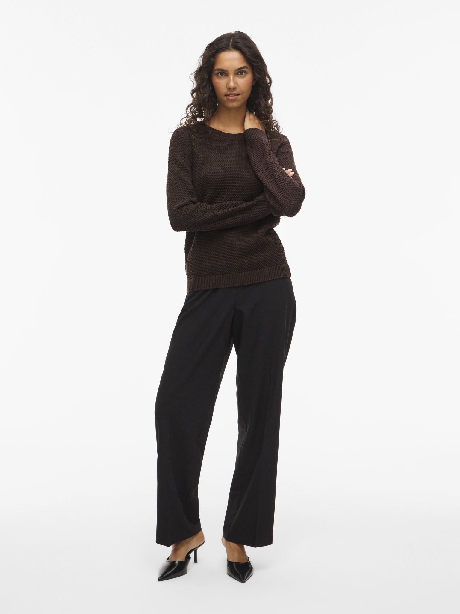 Vila Damen Pullover Coffee Bean