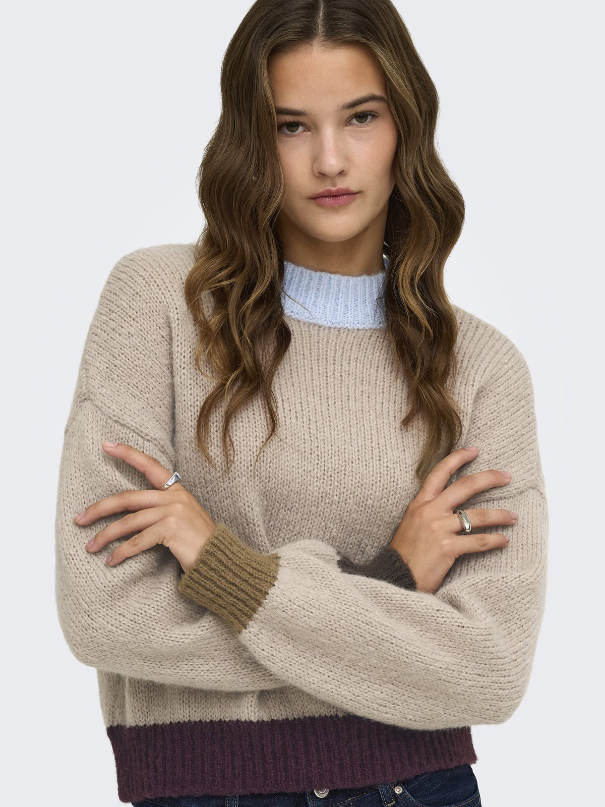 Only Damen Pullover Cashmere Blue/C