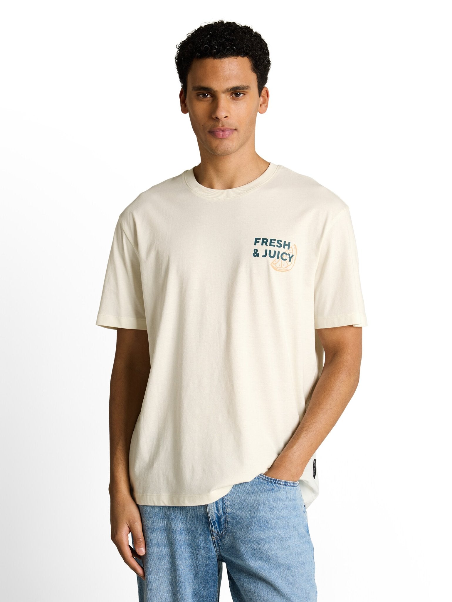 Tom Tailor denim Herren T-Shirts kurz Wool White