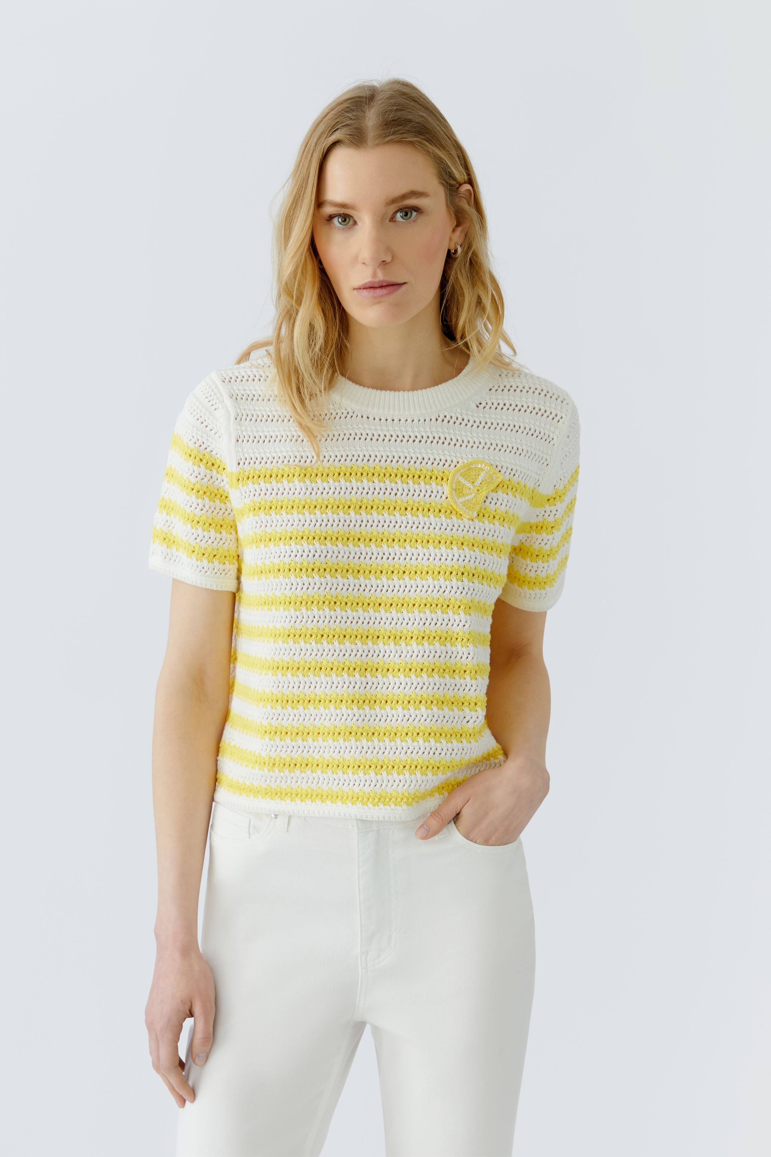 Oui Damen Pullover  White Yell
