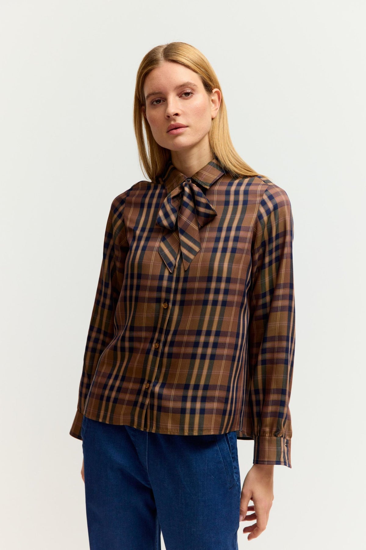Fashion People Damen Blusen Nutmeg Check
