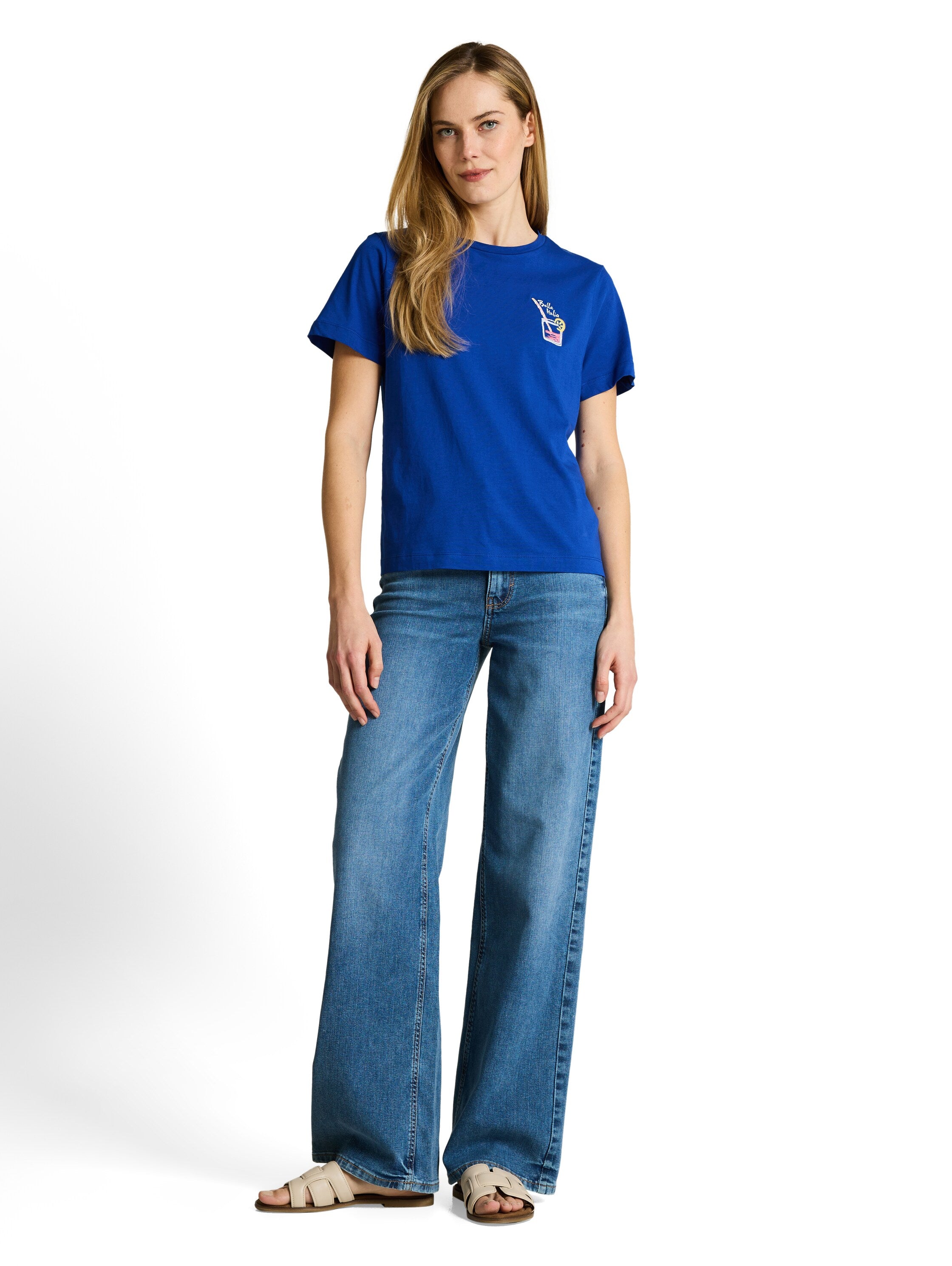 Tom Tailor Damen T-Shirts Shiny Royal Blu
