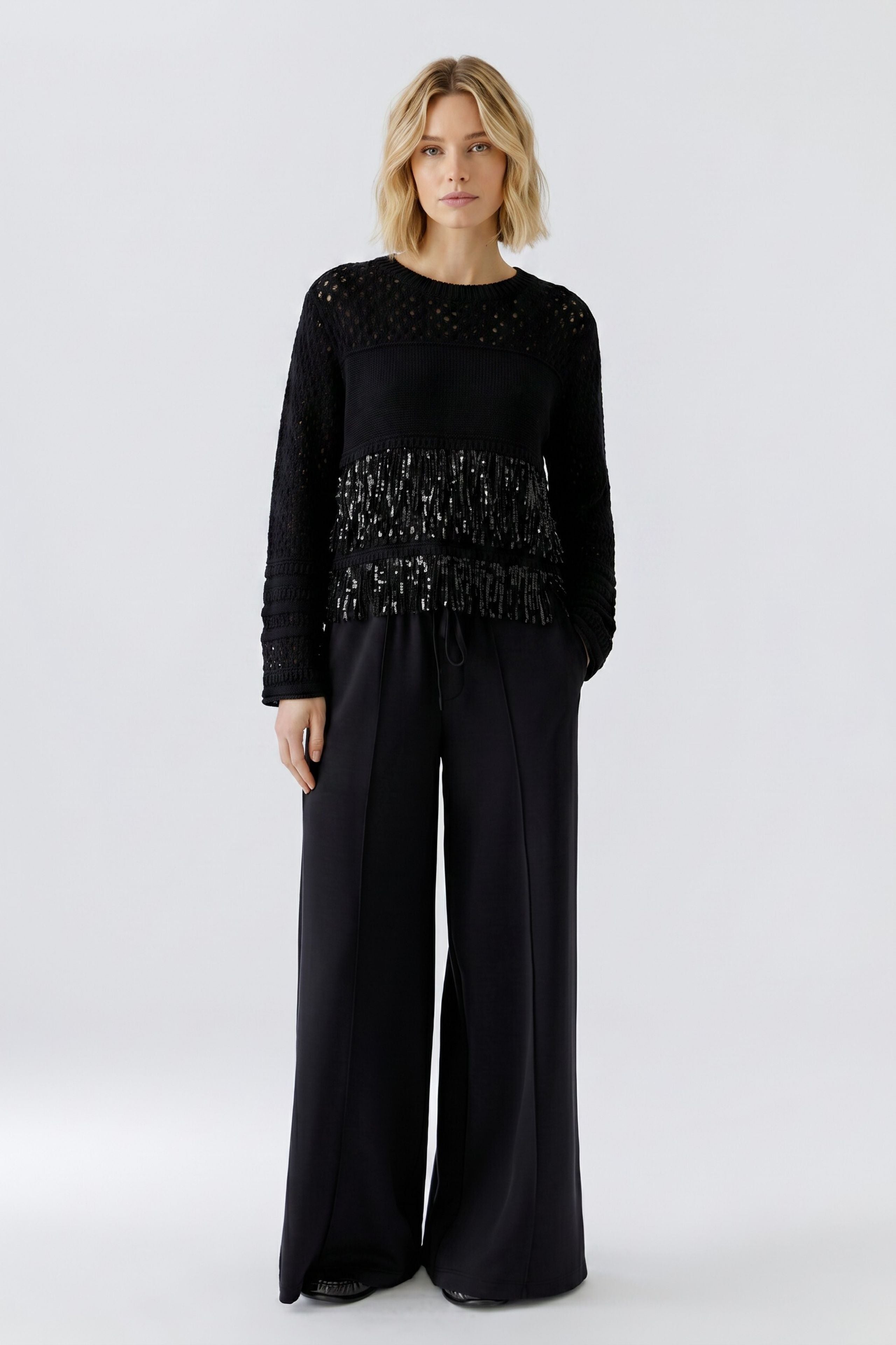 Oui Damen Pullover  Black