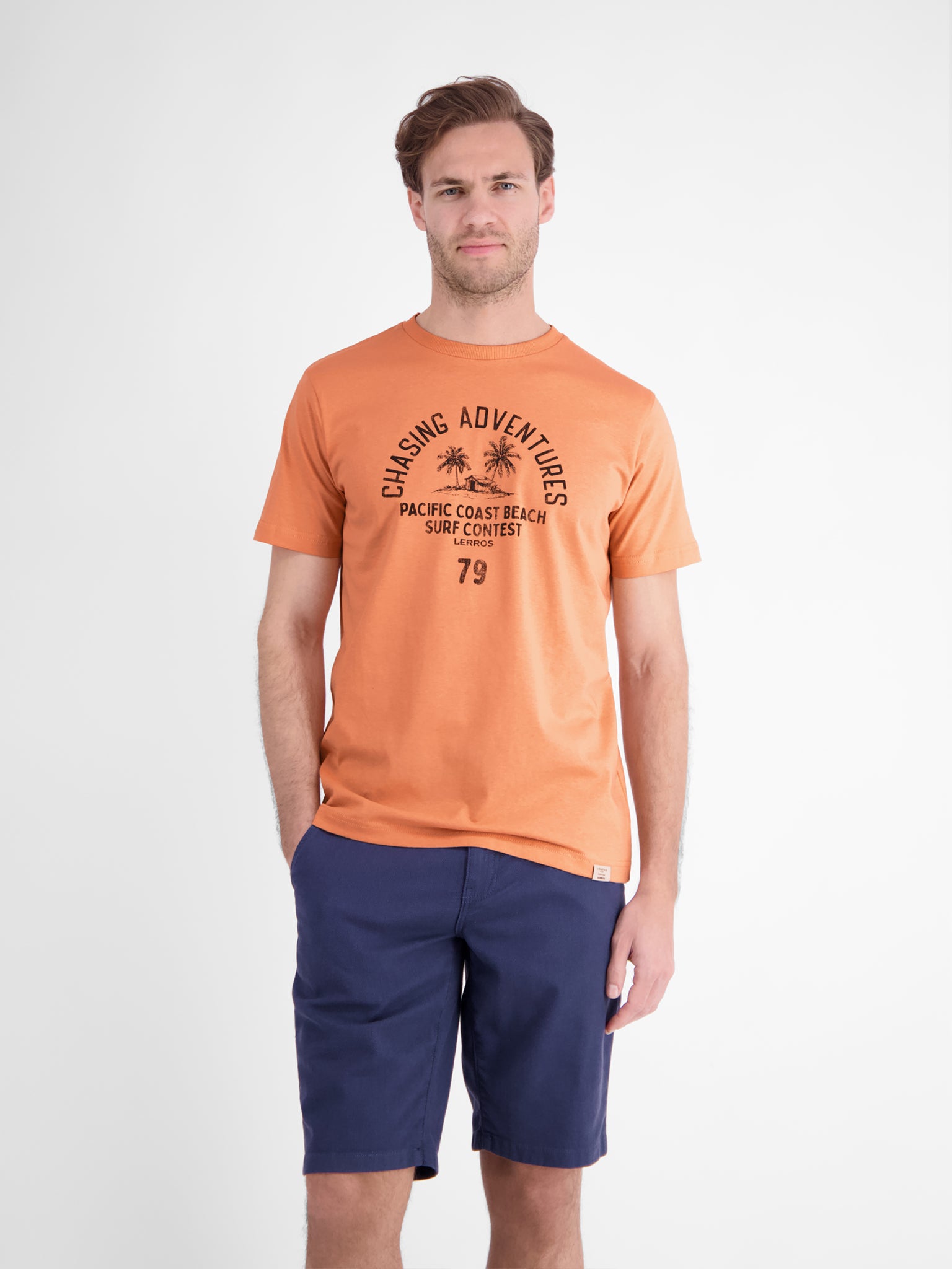 Lerros Herren T-Shirts kurz Pale Papaya