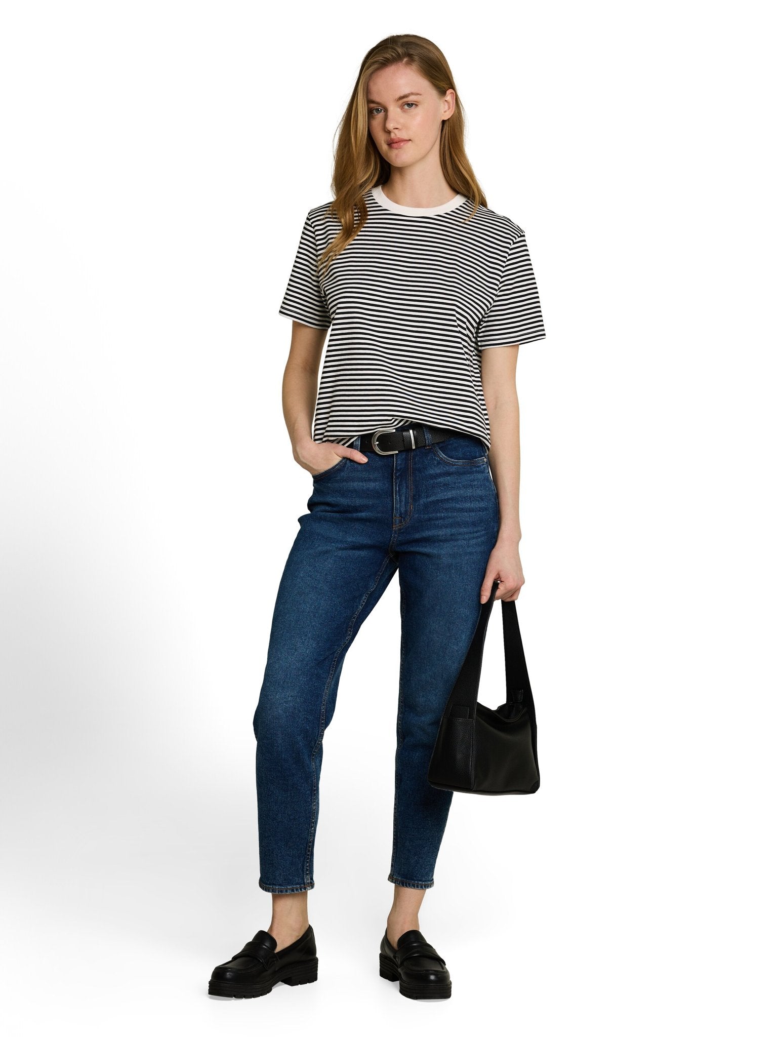 Tom Tailor denim Damen T-Shirts Black White Str
