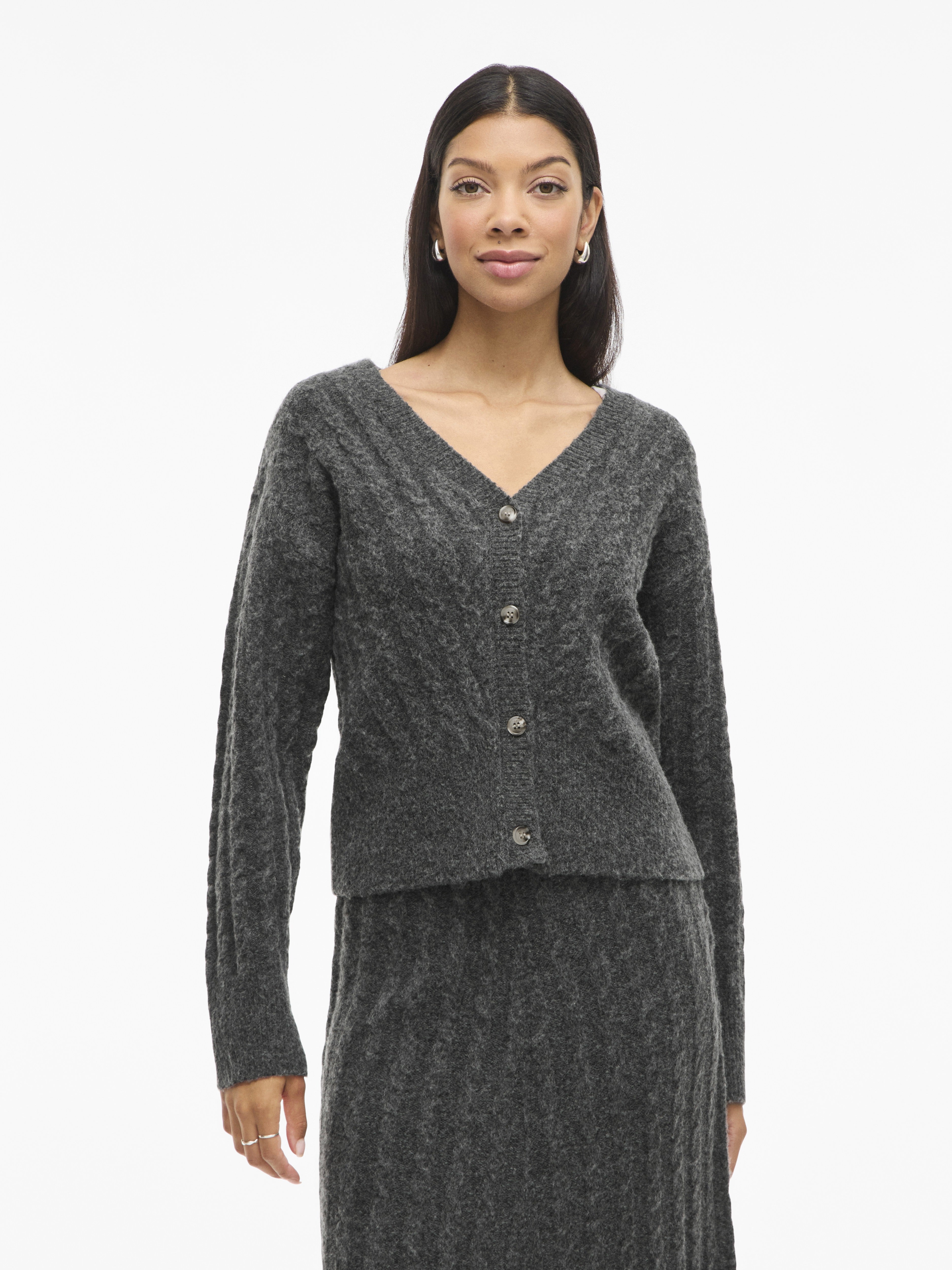 Vila Damen Strickjacken Dark Grey Melan