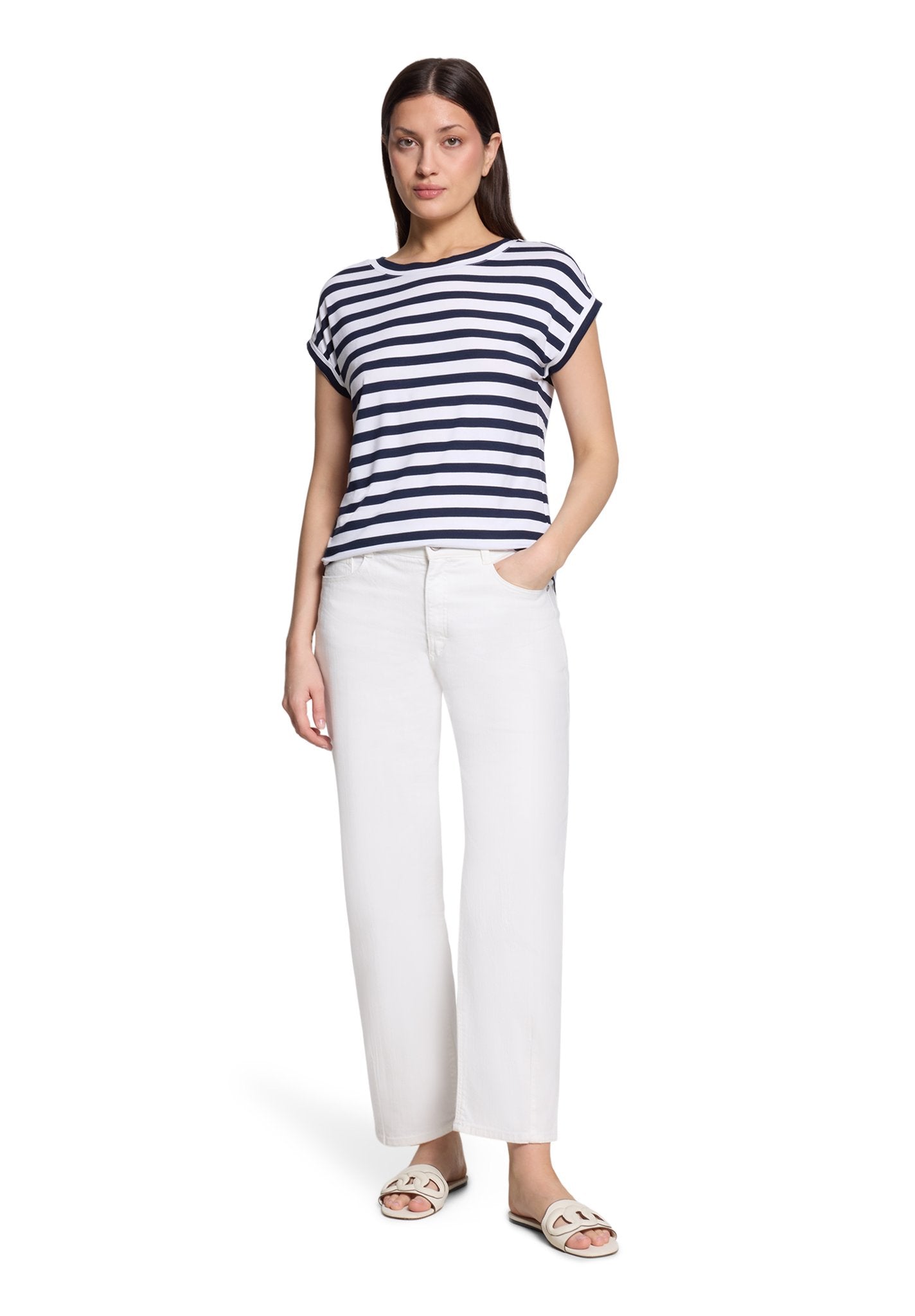 Betty & Co Damen T-Shirts Dark Blue/White