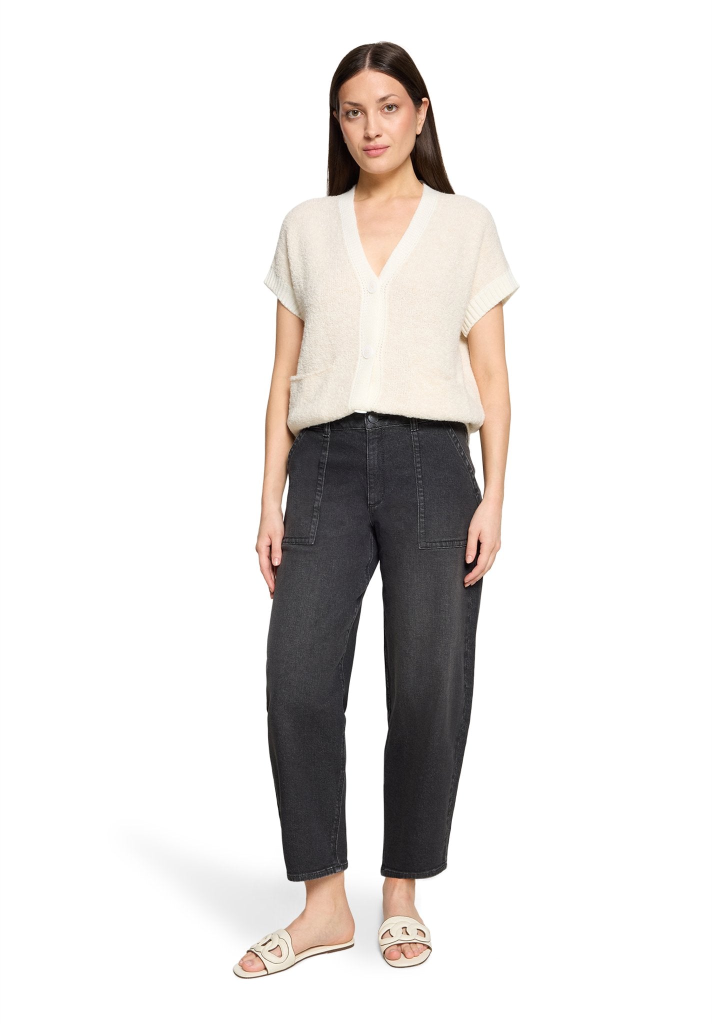 Betty & Co Damen Strickjacken Cream/Cream