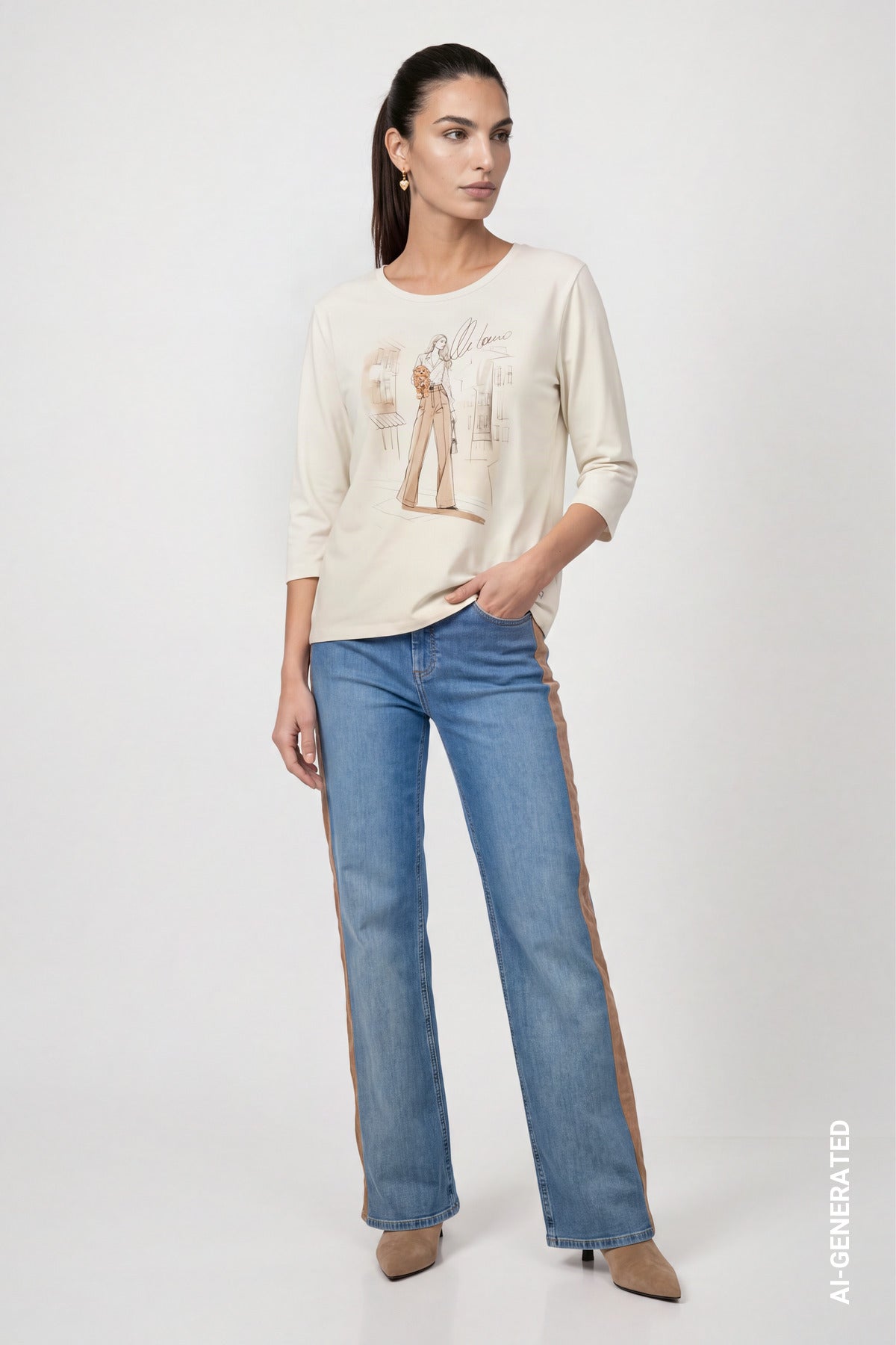 Monari Damen T-Shirts  Antique Whi