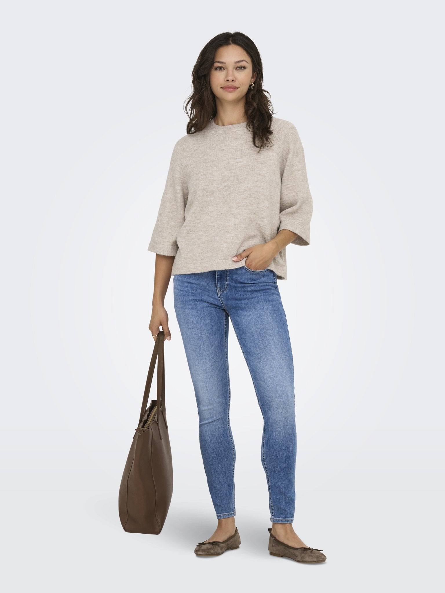 only Damen Pullover Pumice Stone/Me