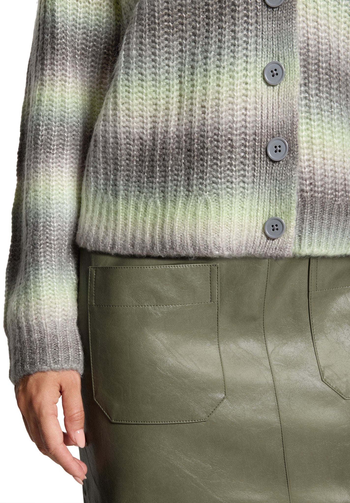 Cartoon Damen Strickjacken Khaki/Cream