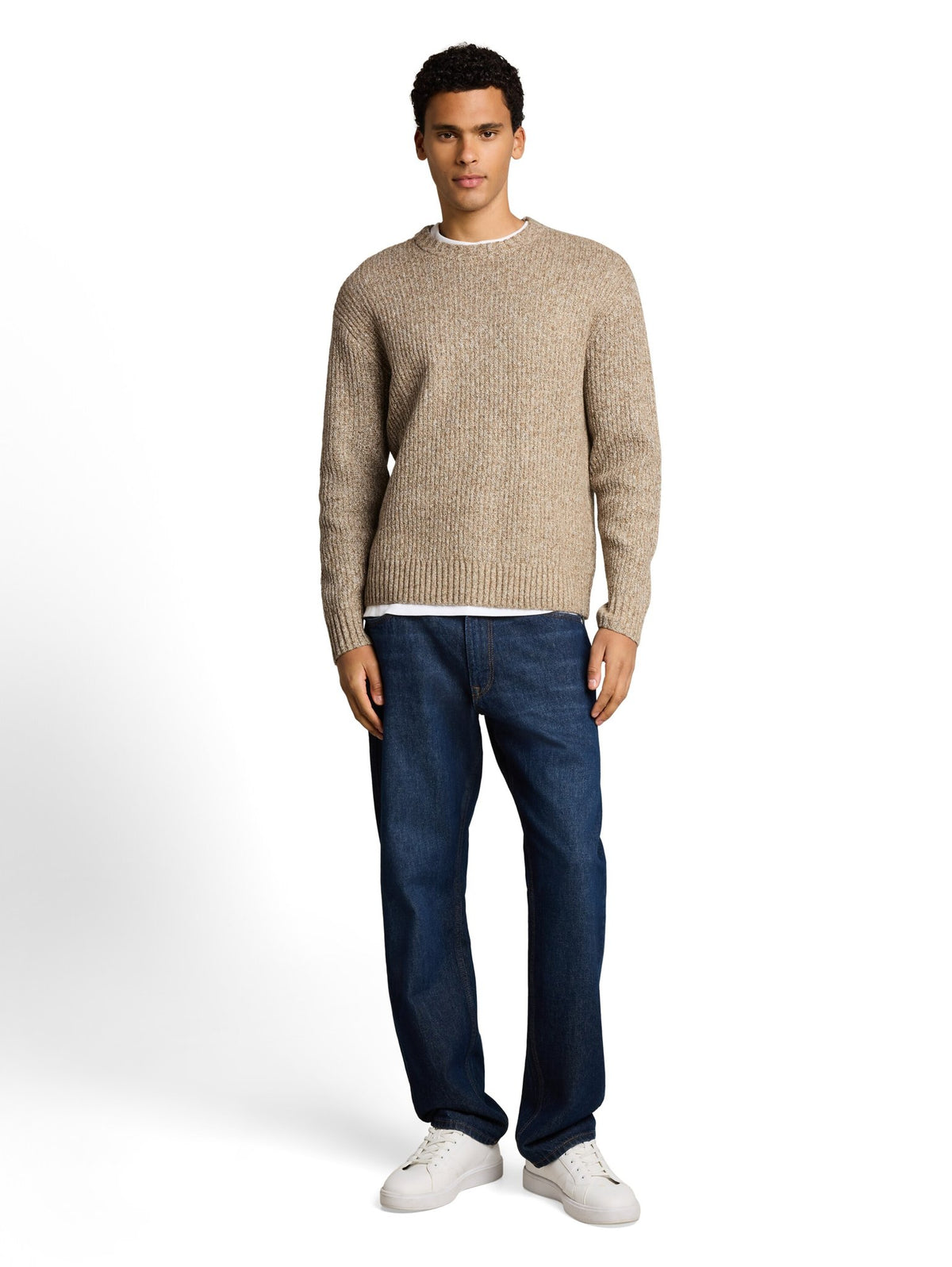 Tom Tailor denim Herren Pullover White Brown Kni