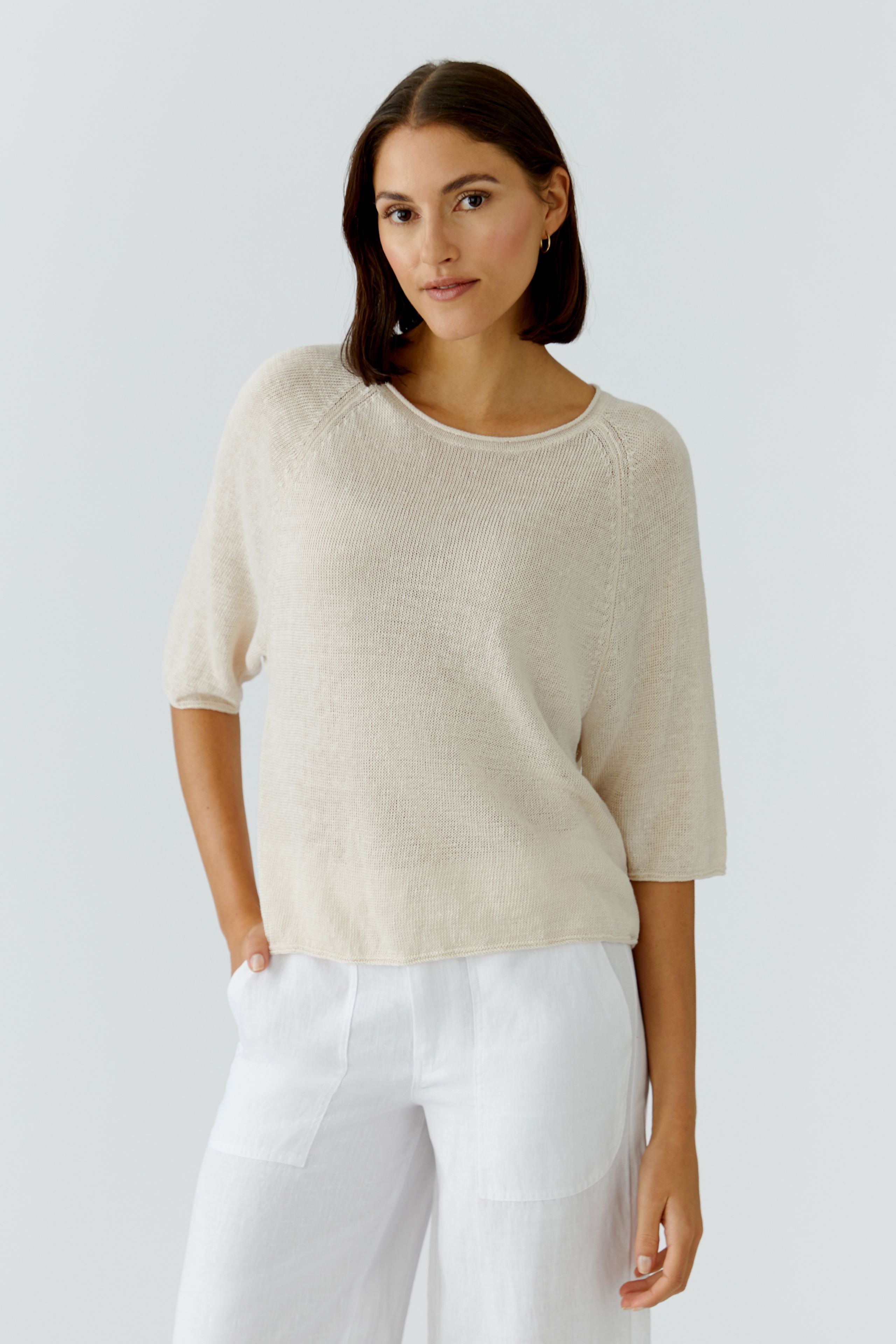 Oui Damen Pullover Biscuit