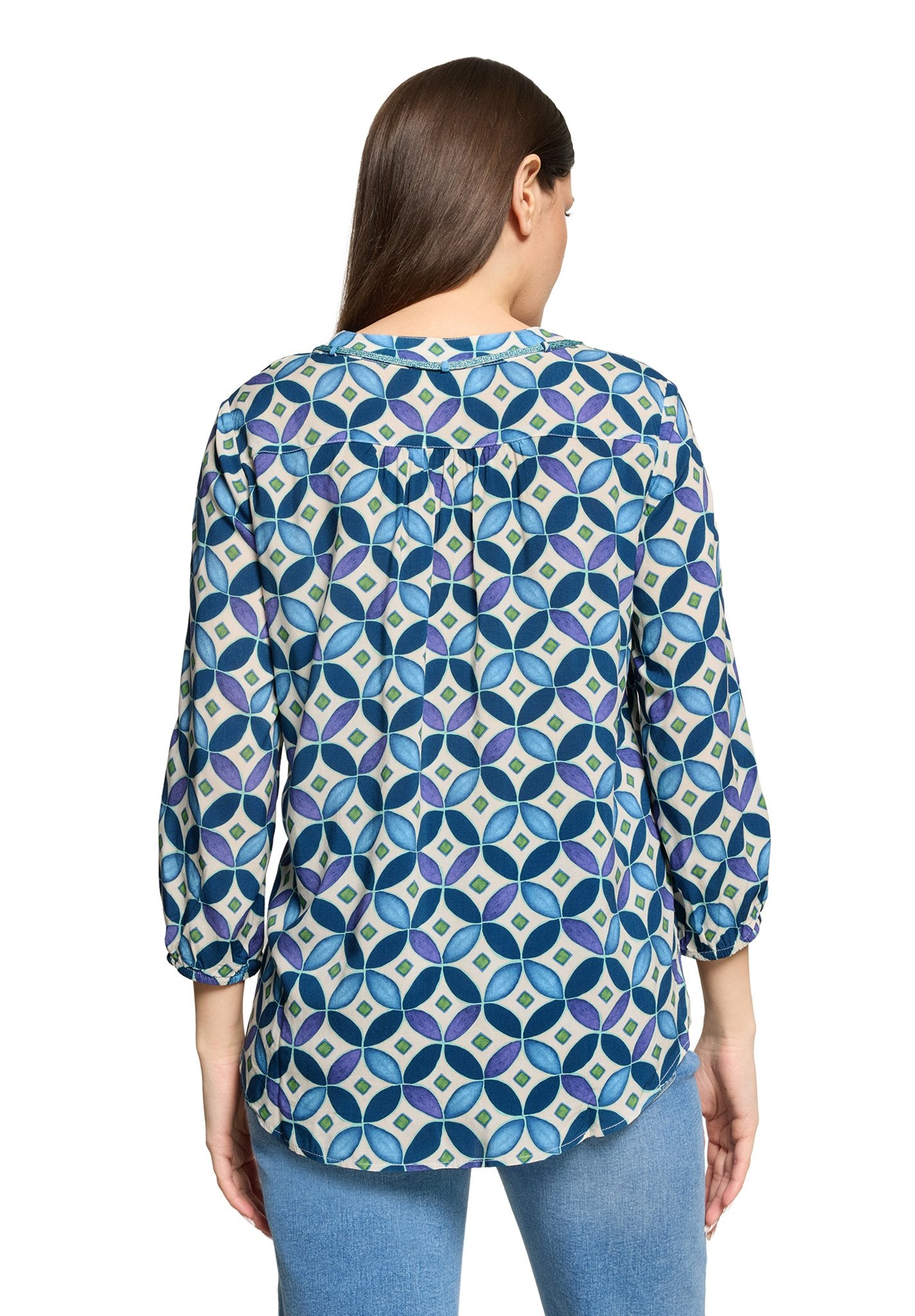 Cartoon Damen Blusen Blue/Green