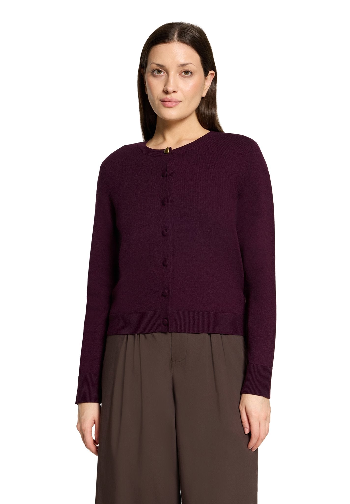 Cartoon Damen Strickjacken Dark Dahlia
