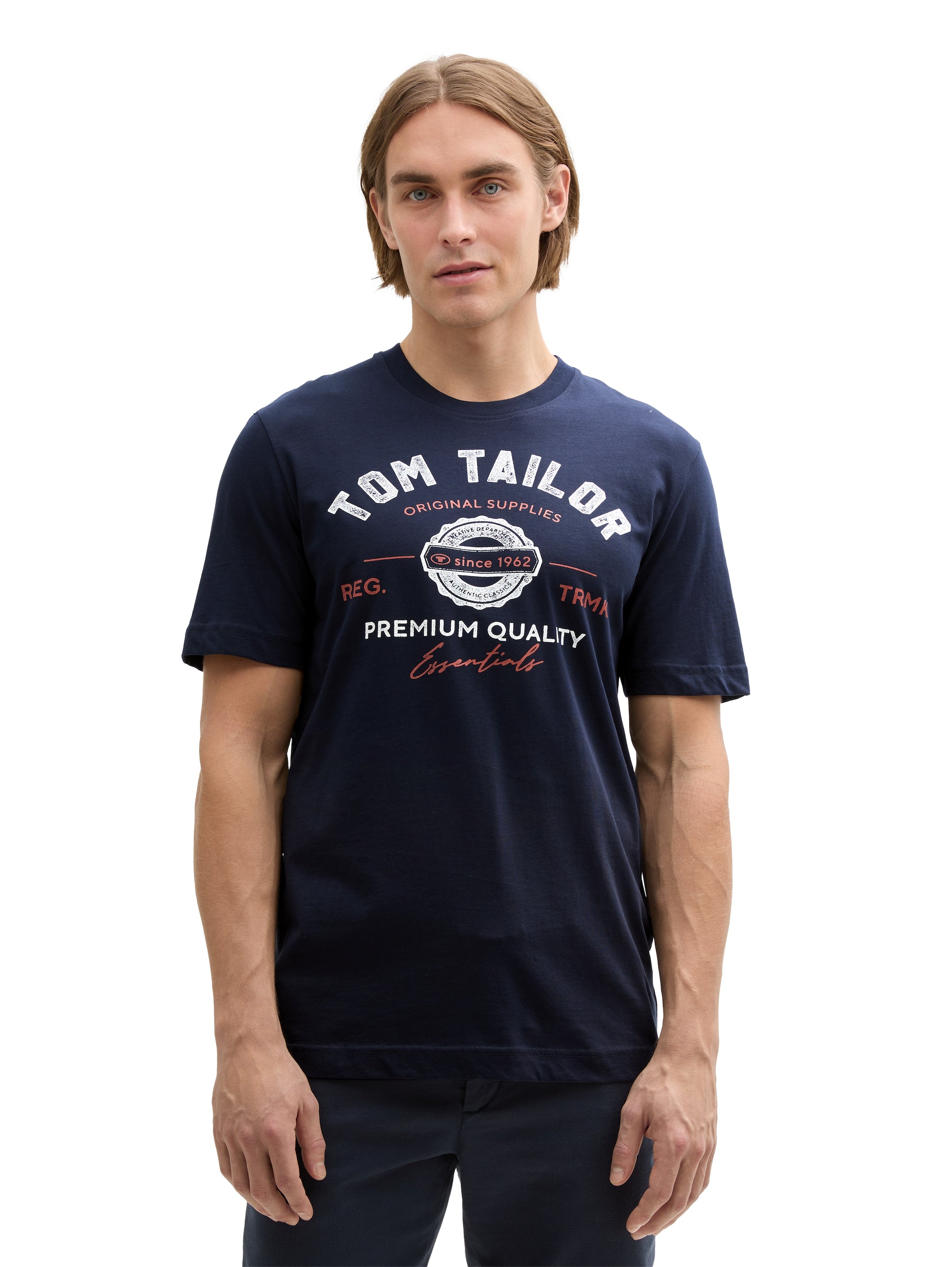 Tom Tailor Herren T-Shirts kurz Sky Captain Blu